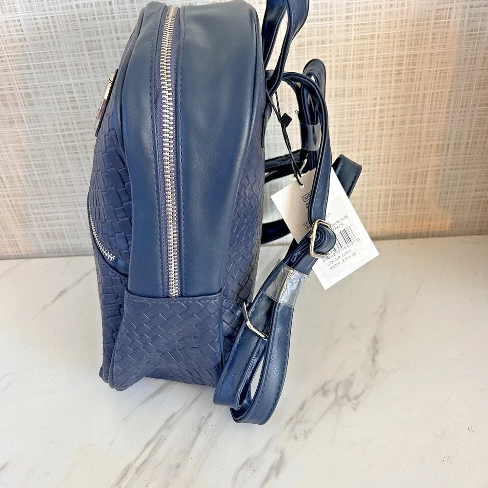 London Fog Navy Woven Backpack 100th Anniversary New $108 MSRP Bowery Medium Sz